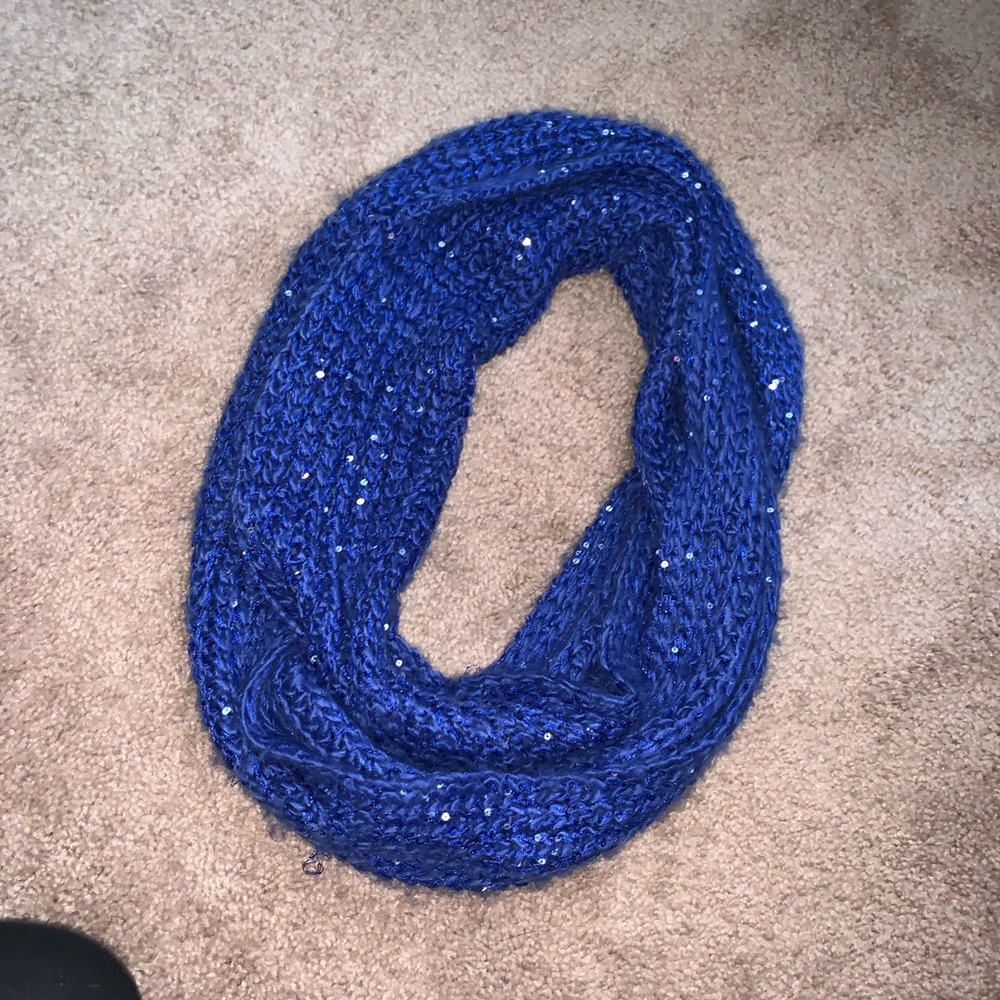 Blue infinity scarf with sequins